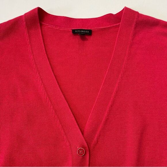 Talbots Cranberry Color Button Down Cotton Blend Knit Cardigan Women's Size XS - Picture 2 of 14